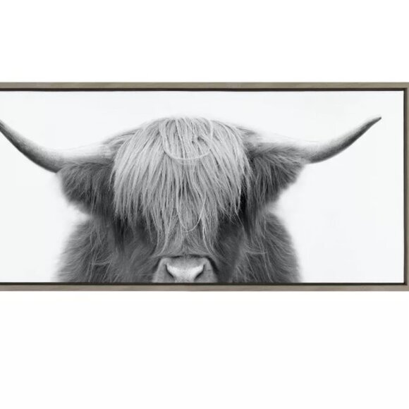 Sylvie Hey Dude Highland Cow by The Creative Bunch Studio Framed Wall Canvas Gra - Picture 4 of 4